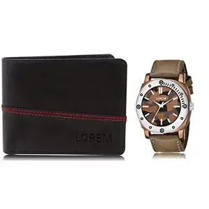 LOREM LOREM Combo of Men Watch & Artificial Leather Wallet-FZ-WL07-LR53