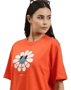 YOUNSHE Casual Cotton Blend Women’s T-Shirt Short Sleeve Relaxed Fit Graphic Sunflower Top Summer Tee
