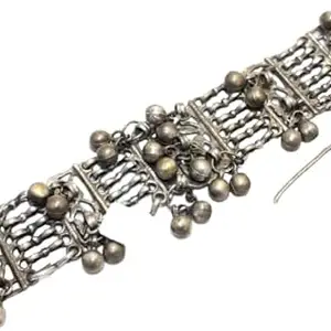 Rajasthan Gems Antique Bracelet Old Silver Traditional Rattle Bell Sound Design Jewelry Women Handmade Gift G246