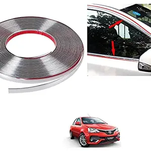 AUTOADDICT Auto Addict Car Side Window Door Beading Roll Silver Chrome Strip(14MM,20 Mtrs) for Toyota Etios Platinum