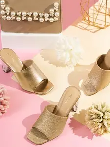 ROCIA By Regal Gold Women High Acrylic Heels