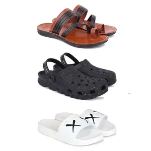DRACKFOOT Men's Sandals | Lightweight Wear| Stylish & Easy to Wear For Men's GR-SAN-(3-COMBO)-3151-3058-3029-6