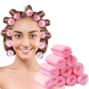 APOEM Sponge Hair Rollers, Foam Hair Roller Sleeping Hair Curlers Flexible Hair Styling Curlers Sponge Curlers for Hairdressing Styling (12 Pieces, Pink)