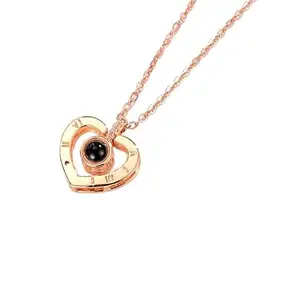 I Love You Projection Necklace Love Heart Clavicle Chain Pendant For Women/Girls