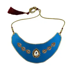 MAYA FASHION Multi Colour Kundun Stud Velvet Necklace Elegant Necklace for Girls & Women | Wedding | Festival All Occasions (Sku-nec6111)