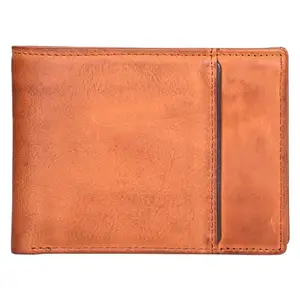 Premium Genuine Leather Large Tan RFID Bi Fold Wallet for Men