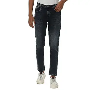 MUFTI Mens Blue Black Ankle Length Jeans