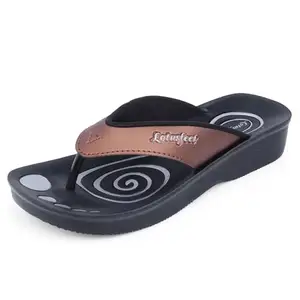 Lotusfeet Sandal for women Soft cushion insole PU flip flop for girls Aero flats durable slipper lightweight Soft longlasting sliders ladies chappals daily casual wear Brown 39 Euro