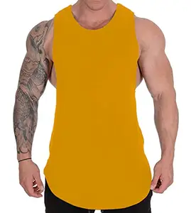 THE BLAZZE 0023 Men's Tank Tops Muscle Gym Bodybuilding Vest Fitness Workout Train Stringers (Medium(36"-38"), B - Yellow)