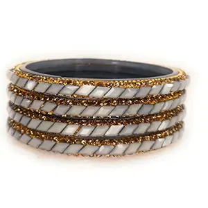 SBS Stone Studded Grey Color Glass Bangles set of 04 bangles for women and girls (2.8)