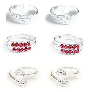 SMARNN White Metal Toering Bichiya for Women & Girls (Pack of 6)