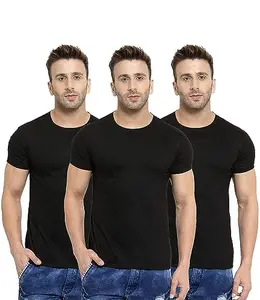 Scott International Men's Regular Fit T-Shirt (Pack of 3) (SS20-3RN-3BL-M_Black_Medium)