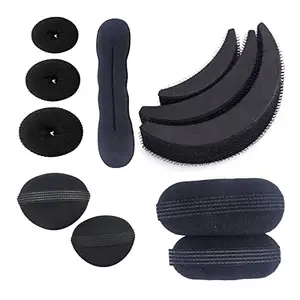 IYAAN 11 Pcs Combo Puff Maker/Bun Maker Hair Accessories Hair Styling Tools Black