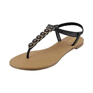 Mochi Womens Synthetic Black Sandals (Size (8 UK (41 EU))