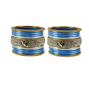 Vidhya Kangan Blue Stone Stud Brass Bangle (ban14435-2.2)