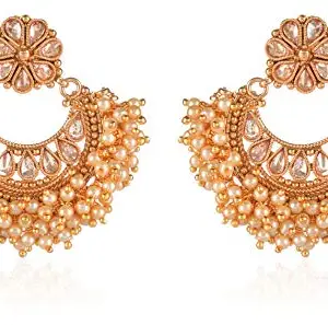 Chooseberry "The Royal Bride Collection" Rajwada Pearls Jhumka Earrings for Women and Girls Traditional Jewellery Wedding Big Earrings (Premium Brass Jewellery) (Chandbali)