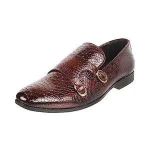 Metro Men Brown Double Monk Leather Shoes UK/9 EU/43 (19-239)