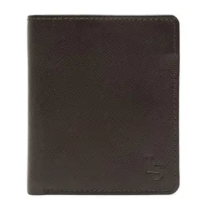 LOUIS STITCH Mens Bistre Brown Italian Saffiano Leather Wallet RFID Wallet (Prague) (Goel)