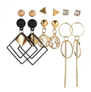 Vembley Delicate Earrings For Women Western Earrings Set AD Geometric Gold Plated Studs & Drop Earrings For Women Girls Stylish Latest Fancy Earrings Set Combo Gift For Sister Gifts Jewellery