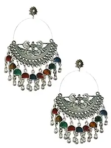 Total Fashion Oxidized Silver Afghni Chandbali Earrings for Women and Girls Jewellery