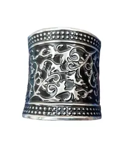 Fuschianet Black & White Embossed Kada Cuff for Women