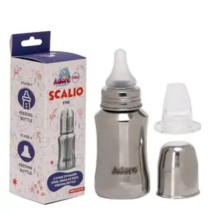 Adore SCALIO 2-Stage Stainless Steel Feeding Bottle with Preemie Teat and Spout Sipper (140ml)