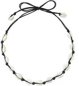 Septreize Alloy Womens Handmade Bohemian Style Cowrie Shell Beads Collar Choker Retro Style Necklace - Ga-Vvcv-Uh7I (Black)