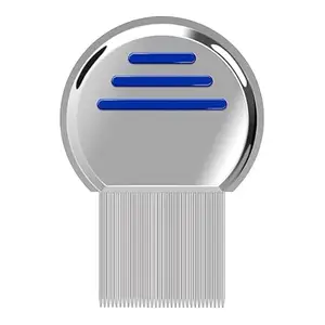 Electronic Head Lice Comb with Metal Teeth, Blue LED Indicators, Silver