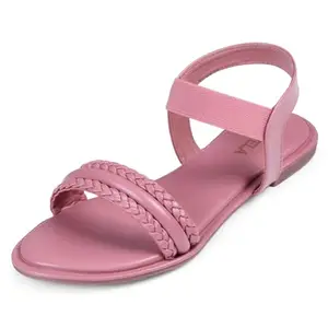 FORVELA Women's Flat Sandal Casual Stylish Ethnic Footwear Fashion Slipper Ladies Chappal for Party and College Wear (PEACH, 7)