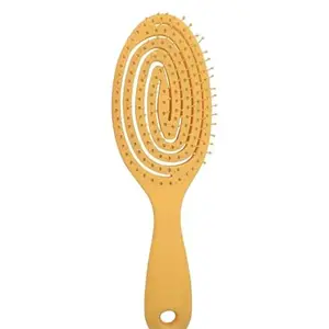 Feelhigh Organic Detangling Hair Brush for Women, Men & Children - Does not Pull on Hair - Hair Straightening Brushes for Straight, Curly & Wet Hair - Unique Spiral Hairbrush (Orange)