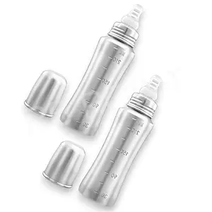 RB POINT Combo Of 2 Stainless Steel Feeding Bottle Joint Less 304 Grade No Joints Bpa Free No Plastics New Born Baby/Toddlers/Infants For Drinks//Milk/Water(240 Ml)