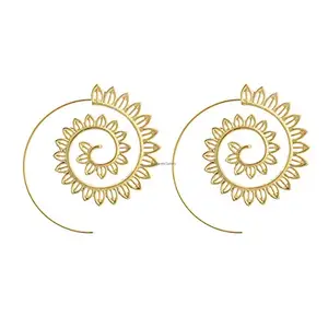 Jewels Galaxy Jewellery For Women Spiral Gold Plated Circular Drop Earrings (CT-ERGC-45237)