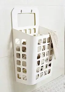 SUKHAD SUKHAD Plastic Hanging Laundry Basket for Washing Machine Bathroom Kids Dirty Clothes Storage, 46 X 24.5 X 13 cm, White