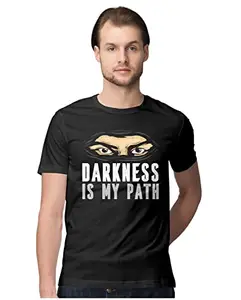 ALLEN BLACK Men's Regular Fit T-Shirt Darkness is My Path - Ninja 100% Cotton T-Shirt Black_NINPATMNM-Black 2XL Men Round_