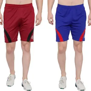 Solid Men Multicolor Sports Shorts S-1833-Maroon-Royal