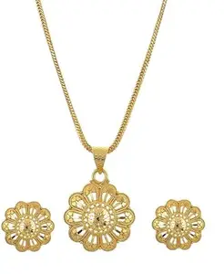Handicraft Kottage women's Gold Plated Pendant Set with Two earrings