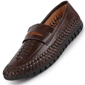 FAUSTO Men's FST KI-9515 BROWN-44 Brown Formal Knitted Shoes (10 UK)