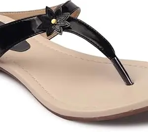 Picktoes PT-410 Women's BLack Synthetic Leather Casual Flat Sandal