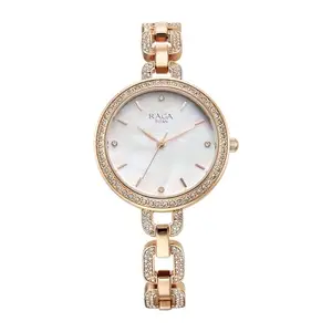 Titan Raga Showstopper Quartz Analog Mother of Pearl Dial Metal Strap Watch for Women-NS95272WM01/NT95272WM01