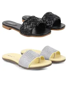 MOSAC Womens Combo Pack of 2 Pairs Casual Wear Slip On Flats-4UK