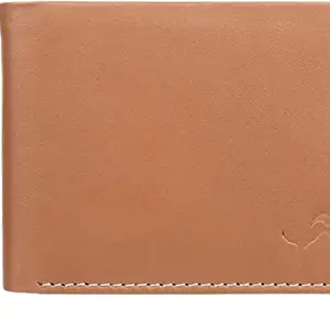 WILD EDGE Genuine Leather Tan Wallet for Men - Stylish Wallet with ID Card Window, Coin Pocket, Card Compartment and Currency Compartments