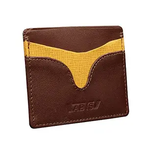ABYS Genuine Leather Brown & Yellow Card Cases & Money Organizers for Men and Women