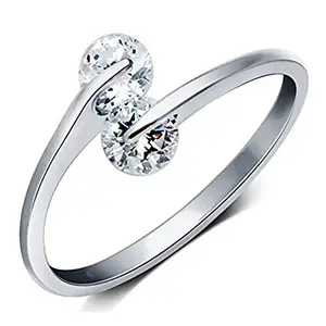 parisha Jewells Round Shape Cubic Zirconia (CZ) Rhodium Plated Beautiful Adjustable Finger Ring for Women (FR00722D)