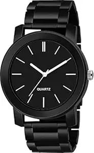 Shocknshop Stainless Steel Watch Series Analogue Men's Watch (Black Dial Mens Long Colored Strap) -W219