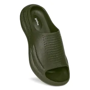 YOHO Shell Sliders for Men | Soft EVA Cushioned Footbed | Lightweight with Bold Sole, Waterproof | Olive Green - UK 9