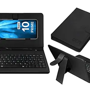 ACM Keyboard Case Compatible with Redmi 10 Prime Mobile Flip Cover Stand Direct Plug & Play Device for Study & Gaming Black