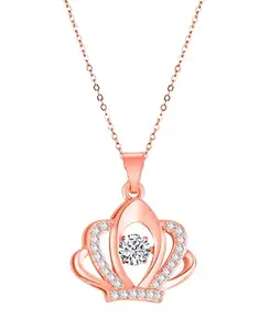 MEENAZ Necklace for women pendant for women necklace for girls rose gold pendant for women girlfriend best friend gifts for girlfriend long Chain neck chains American diamond stylish ad cz -558