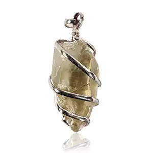 Reiki Crystal Products Smoky Quartz Pendant Natural Wire Wrapped Crystal Stone Pendant with Metal Chain for Reiki Healing Crystal Stone Pendant Size 30-35 mm Approx (Color : Grey)