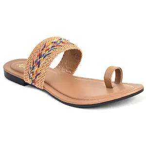 AJANTA Womens Beige Flat Sandal CL0860