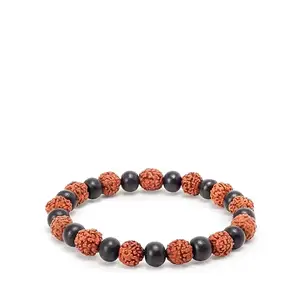 Divine Hindu Karungali Rudraksha Bracelet with Natural Ebony Wood & 5 Mukhi Beads | Lab Certified | Pooja, Meditation, Gifting | For Men & Women